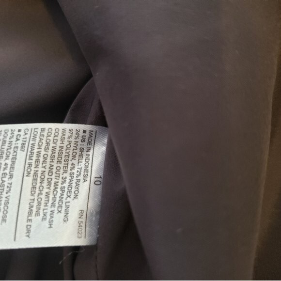 Banana Republic Navy Skirt Patterned tone-on-tone Kick Pleat Zipper Size 10 - Picture 5 of 6